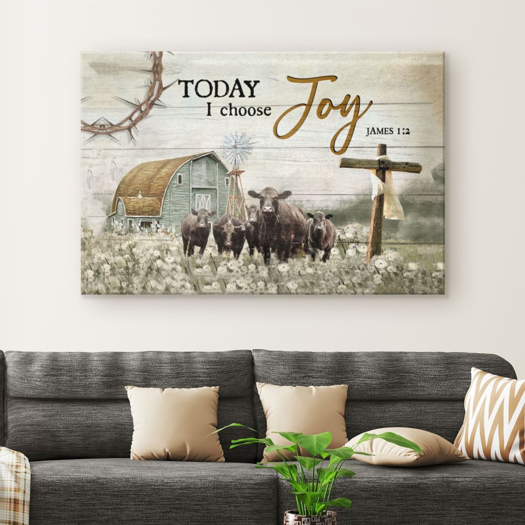 Today I Choose Joy James 12 Farmhouse Style Canvas Wall Art – Christian Canvas – Faith Canvas