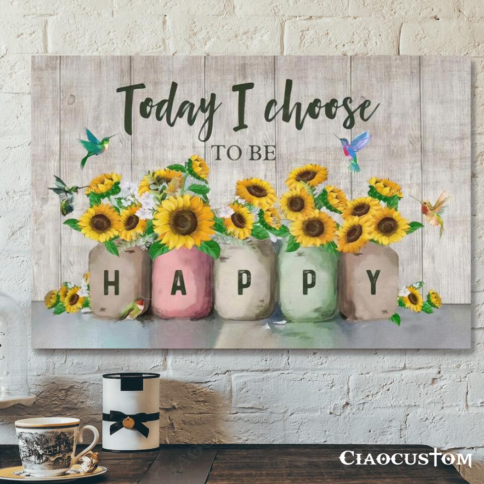 Today I Choose To Be Happy – Sunflower – Jesus Canvas Wall Art – Bible Verse Canvas – Christian Canvas Wall Art