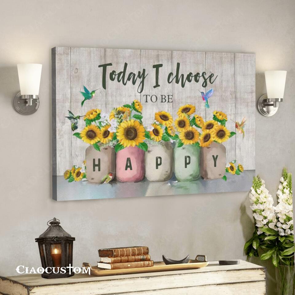 Today I Choose To Be Happy – Sunflower – Jesus Canvas Wall Art – Bible Verse Canvas – Christian Canvas Wall Art