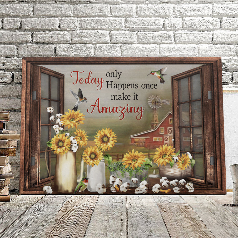 Today Only Happens Once Make Amazing – Hummingbirds – Jesus Pictures – Christian Canvas Prints – Faith Canvas – Bible Verse Canvas