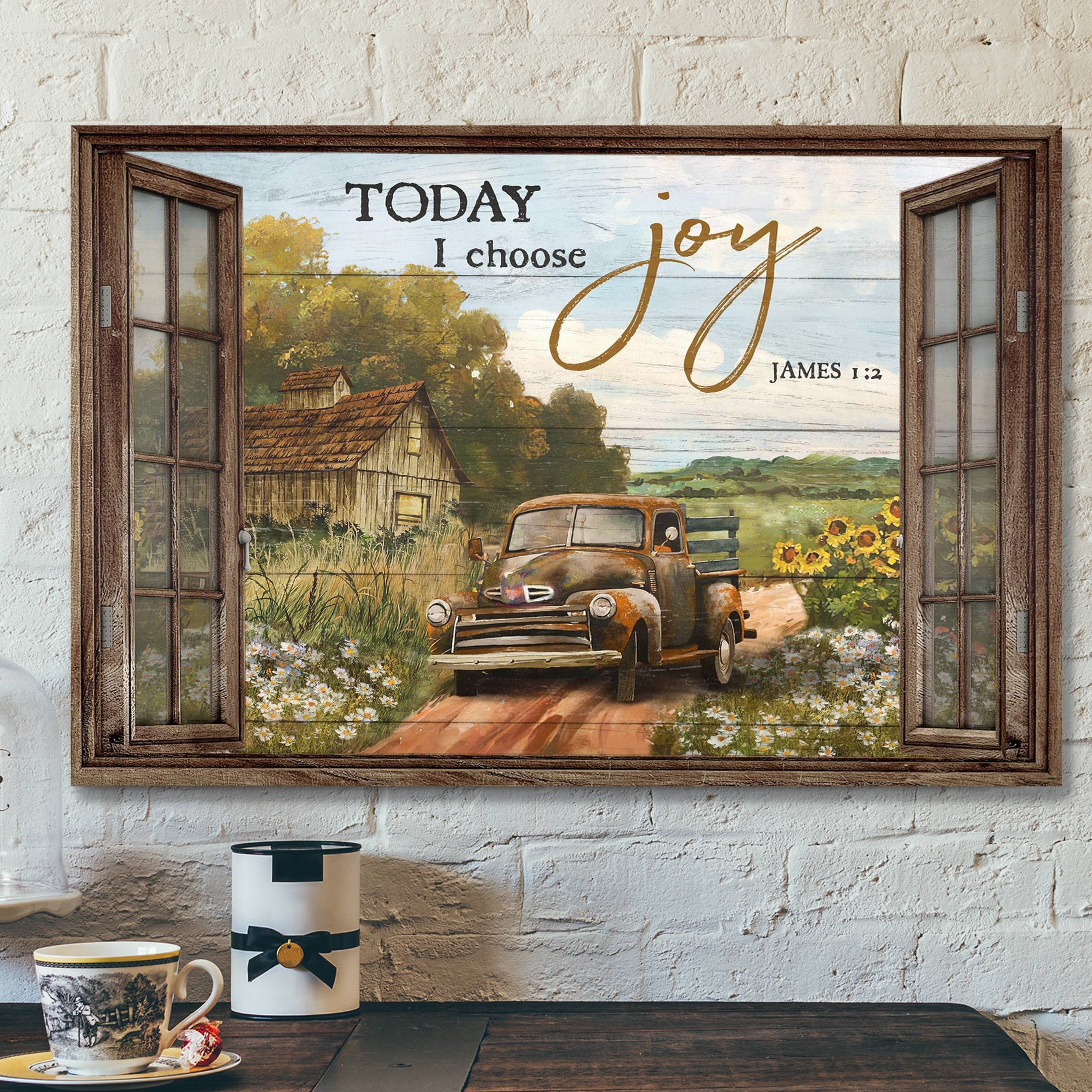 Truck Comes Back Home – Today I Choose Joy Canvas Wall Art – Bible Verse Canvas – Scripture Canvas Wall Art