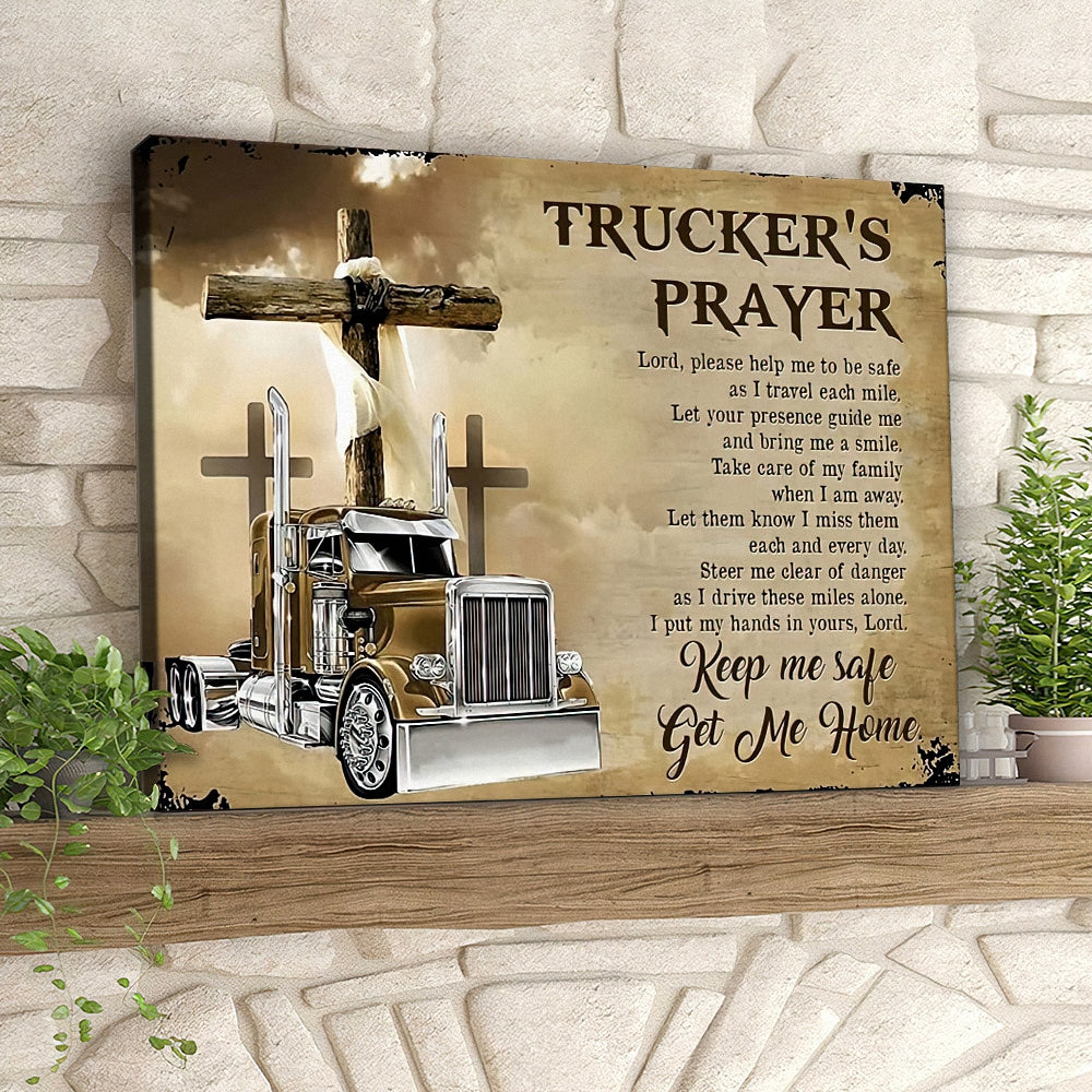 Trucker’s Prayer – Cross – Christian Canvas Prints – Faith Canvas – Bible Verse Canvas