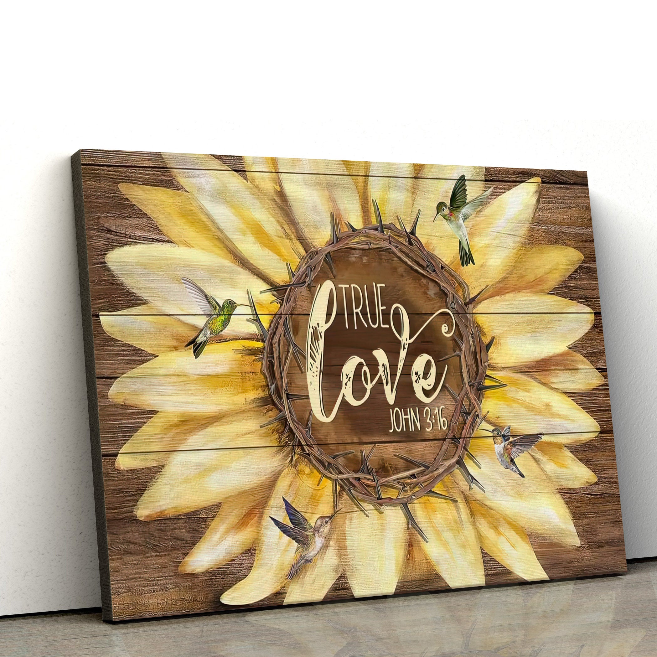 True Love Christian Canvas Art – John 3 16 Christian Wall Decor