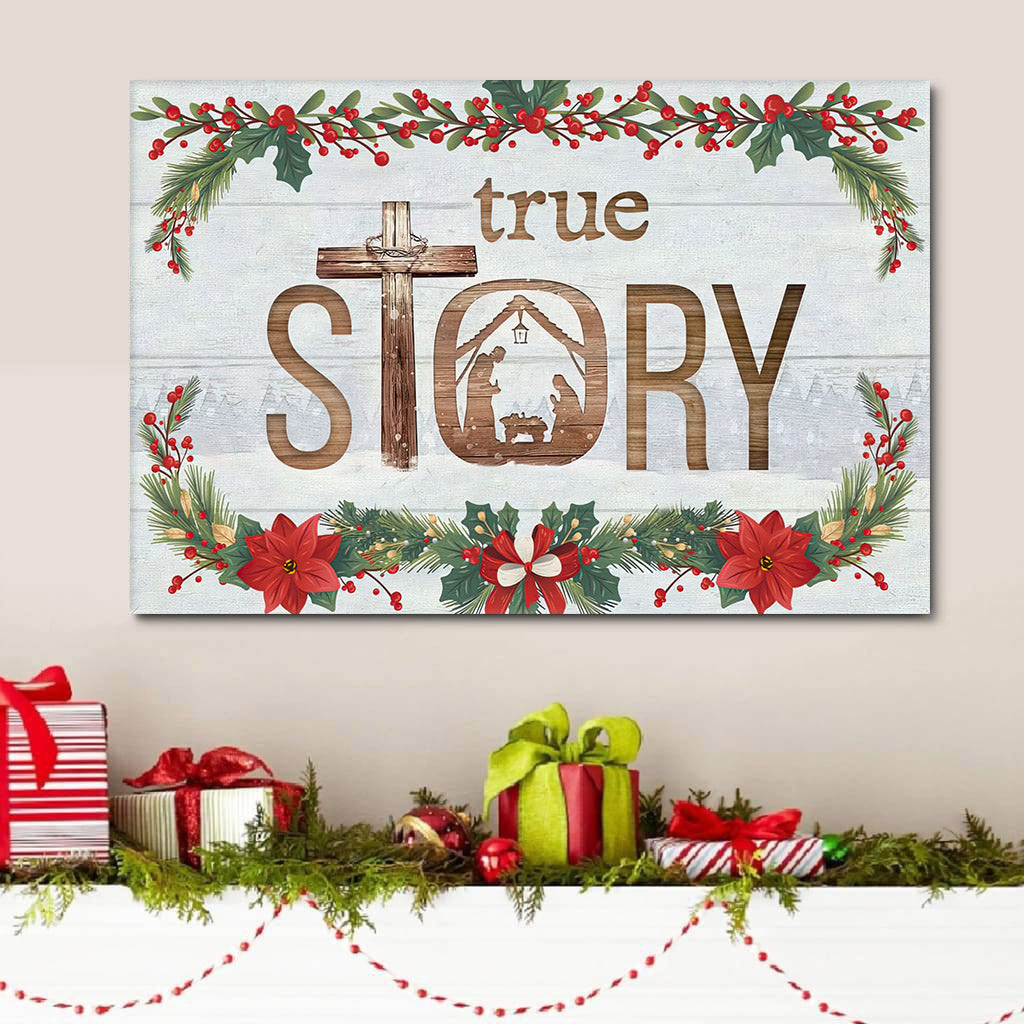 True Story Jesus Born In A Manger Christmas Wall Art Canvas – Painting On Canvas – Poster To Print