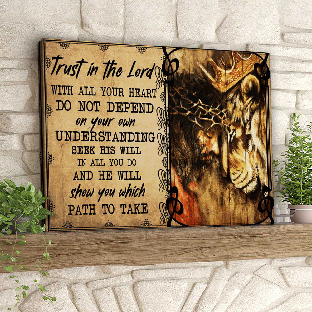 Trust In The Lord – Lion Of Judah – Jesus Pictures – Christian Canvas Prints – Faith Canvas – Bible Verse Canvas