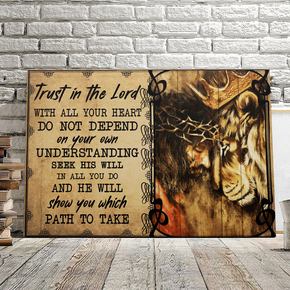 Trust In The Lord – Lion Of Judah – Jesus Pictures – Christian Canvas Prints – Faith Canvas – Bible Verse Canvas