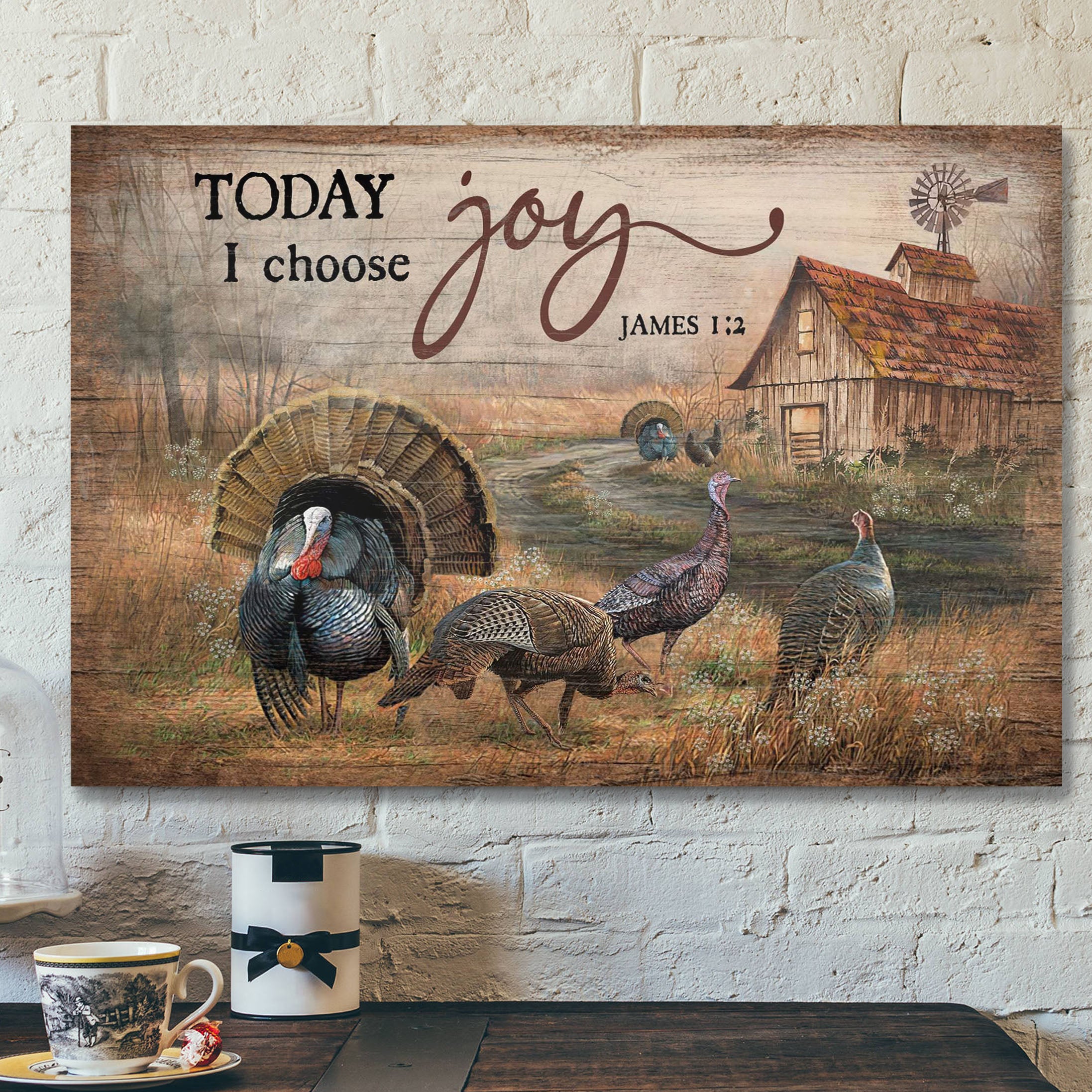 Turkey Canvas – Today I Choose Joy Canvas Wall Art – Bible Verse Canvas – Scripture Canvas Wall Art