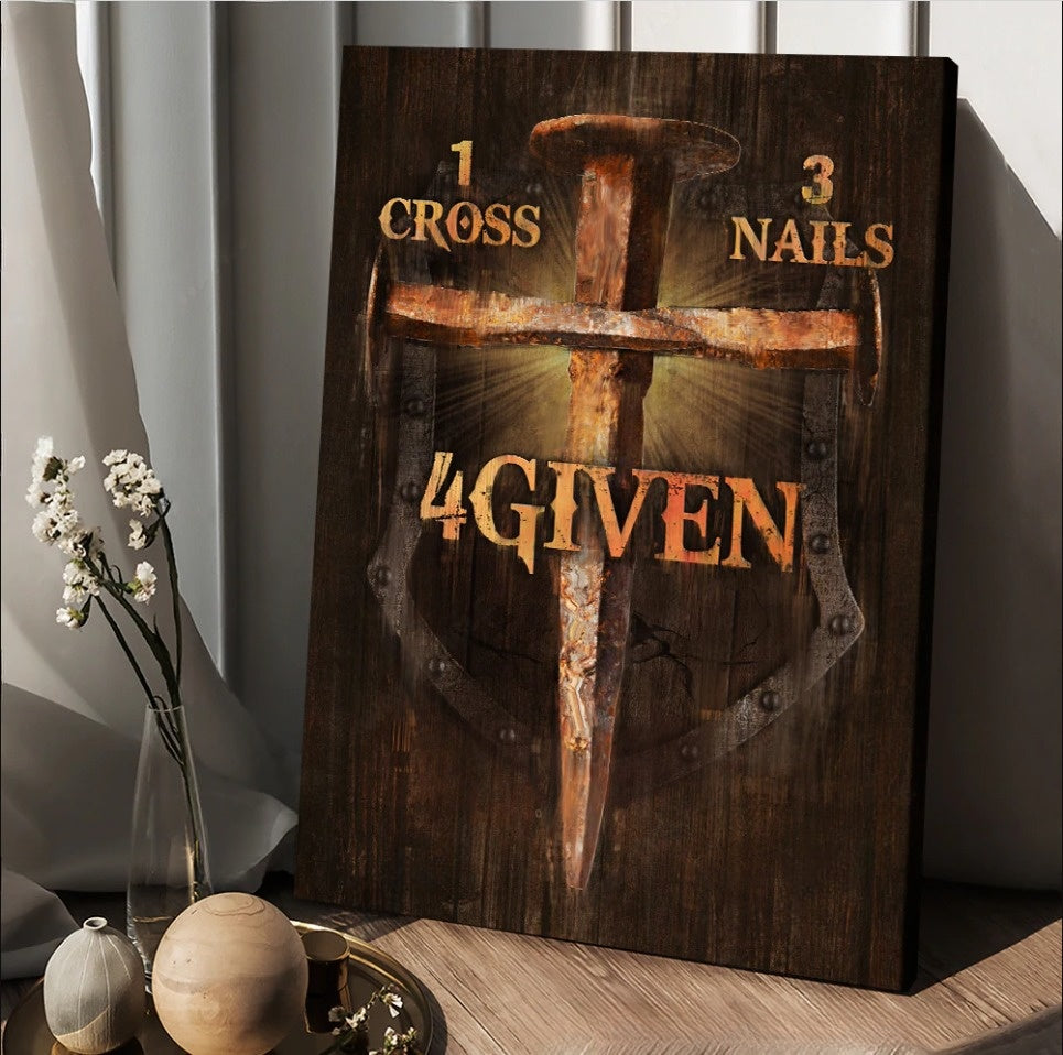 Unique Cross Warrior Painting 1 Cross 3 Nails 4 Given Canvas Wall Art – Christian Wall Posters – Religious Wall Decor