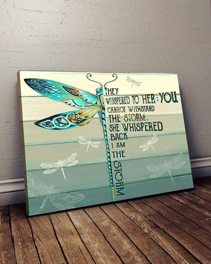 Vintage Dragonflies They Whispered To Her You Cannot Withstand The Storm Canvas Wall Art – Christian Poster – Religious Wall Decor