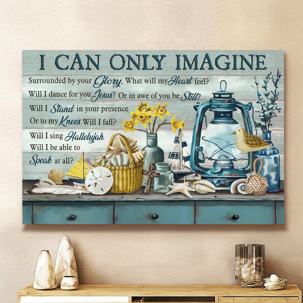 Vintage Painting Ocean Theme I Can Only Imagine Jesus Canvas Wall Art – Jesus Canvas Pictures – Christian Wall Posters