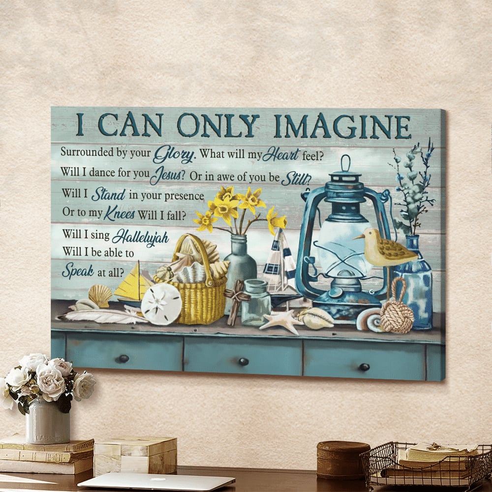 Vintage Painting Ocean Theme I Can Only Imagine Jesus Canvas Wall Art – Jesus Canvas Pictures – Christian Wall Posters