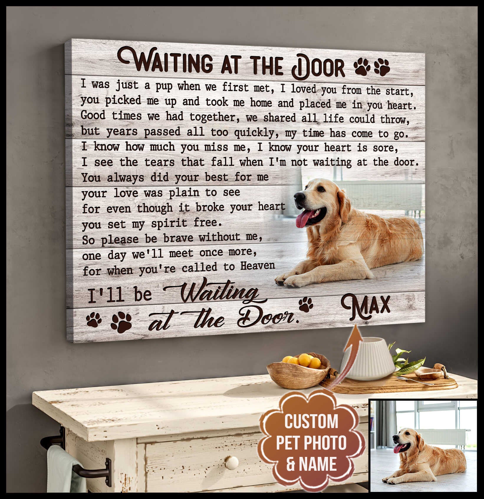 Waiting At The Door Personalized Pet Memorial Canvas Wall Art 1 – Pet Memorial Gifts