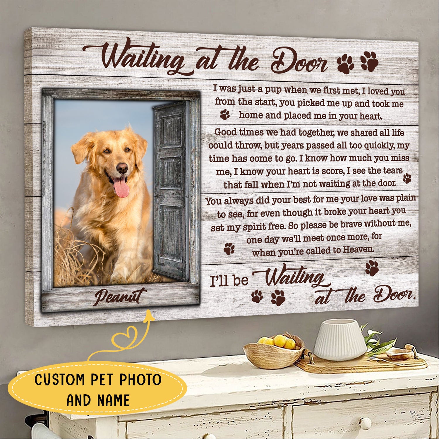 Waiting At The Door Personalized Pet Memorial Canvas Wall Art 2 – Pet Memorial Gifts