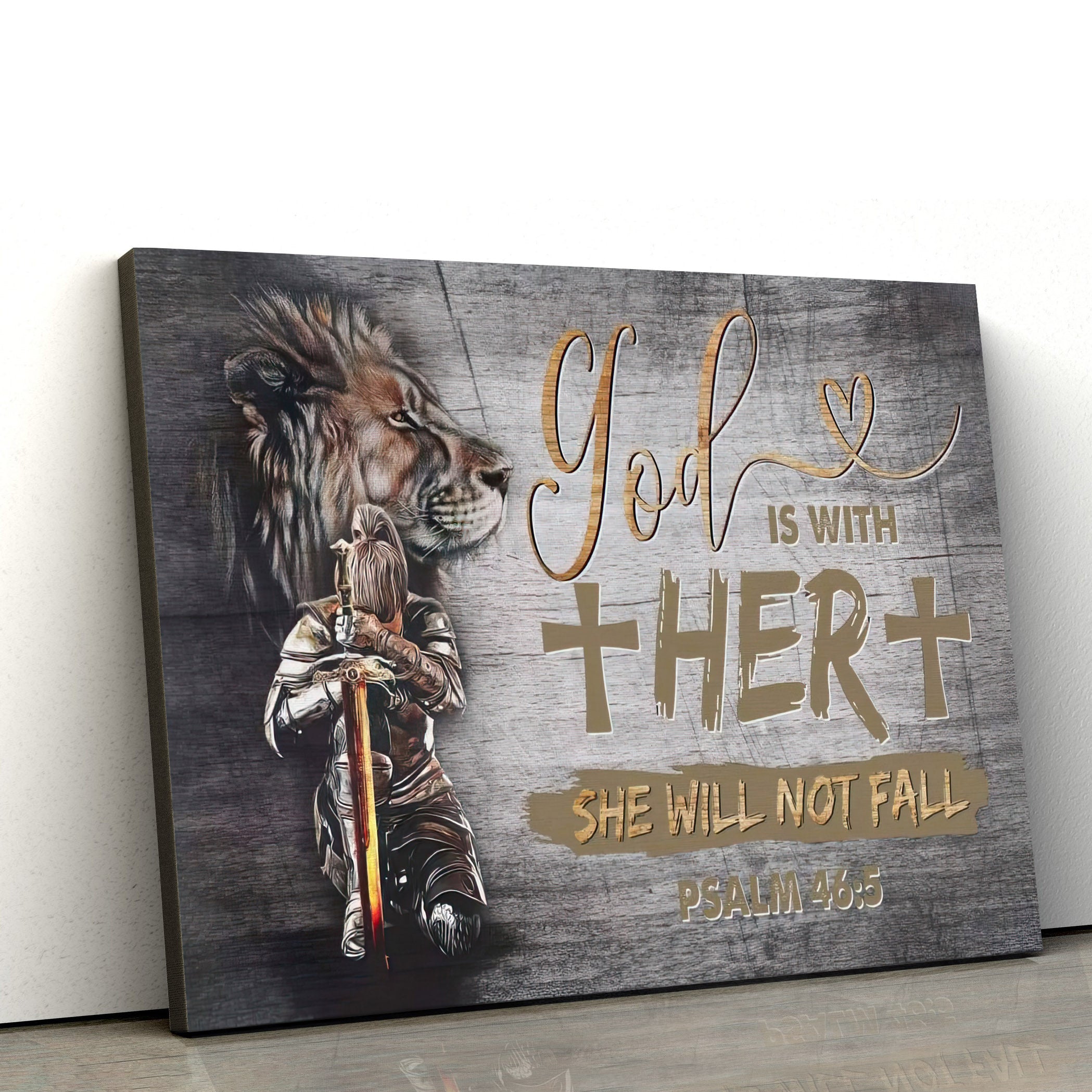 Warrior Of Christ God Is With Her She Will Not Fall Psalm 465 Wall Art Canvas Print