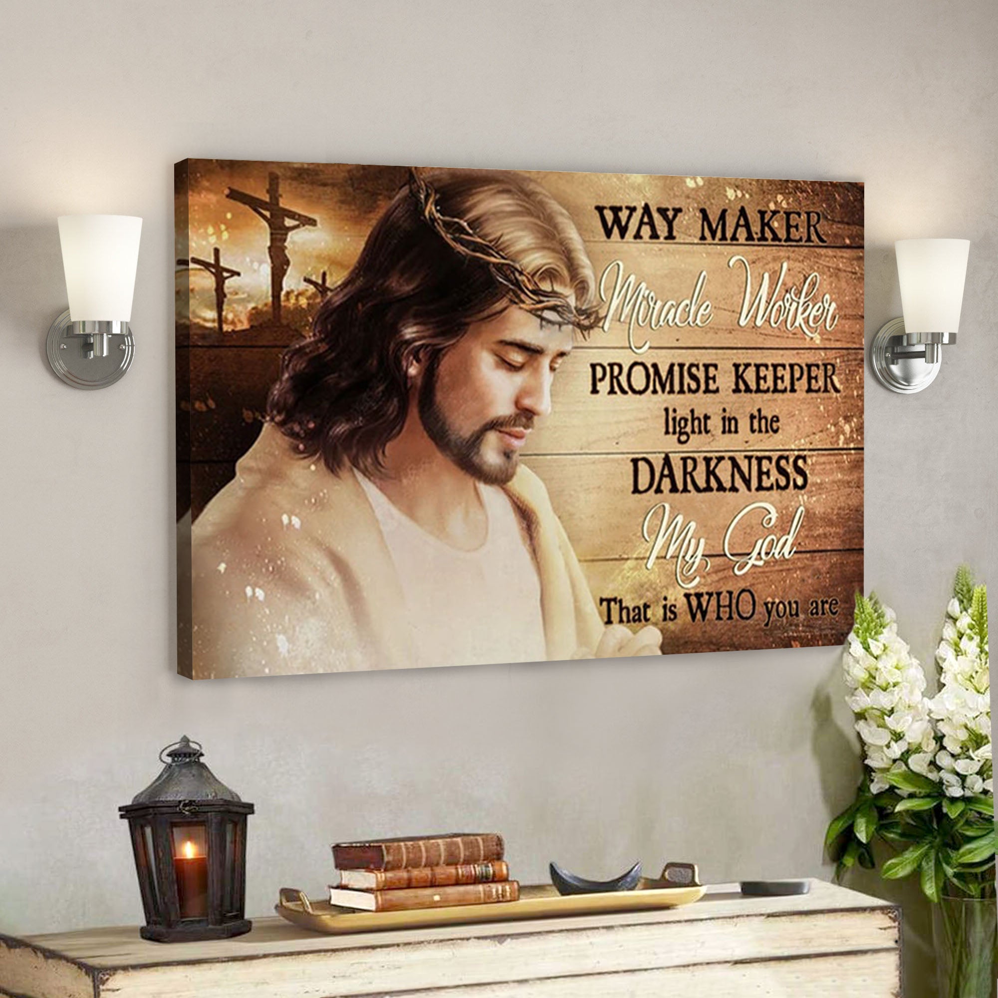 Way Maker Miracle Worker Canvas – Bible Verse Canvas Wall Art – Scripture Canvas