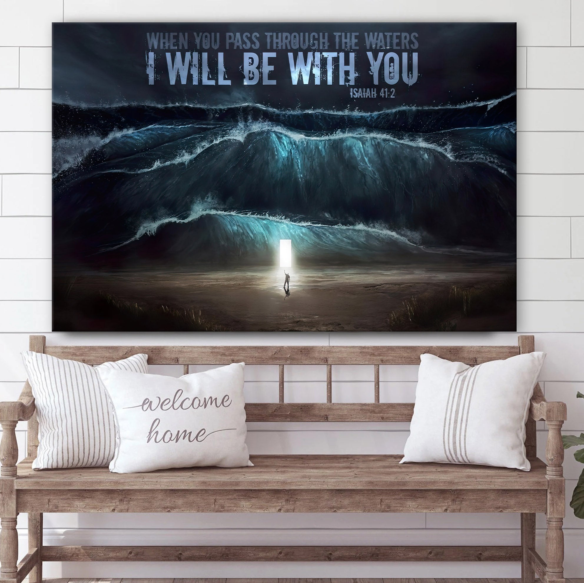 When You Pass Through The Waters I Will Be With You Isaiah 41 2 Religious Wall Art Canvas