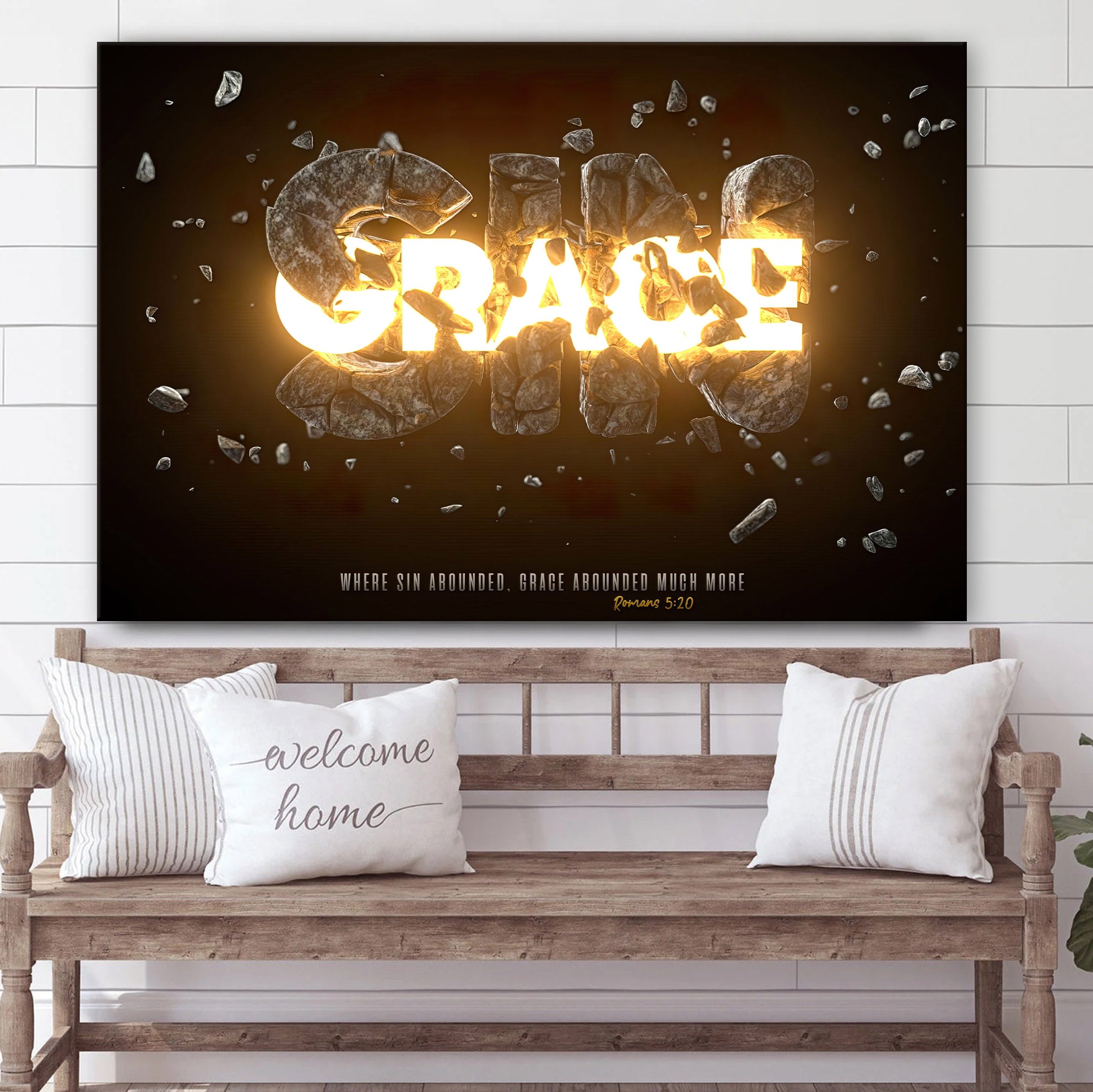 Where Sin Abounded, Grace Abounded Much More Romans 5 20 Religious Wall Art Canvas