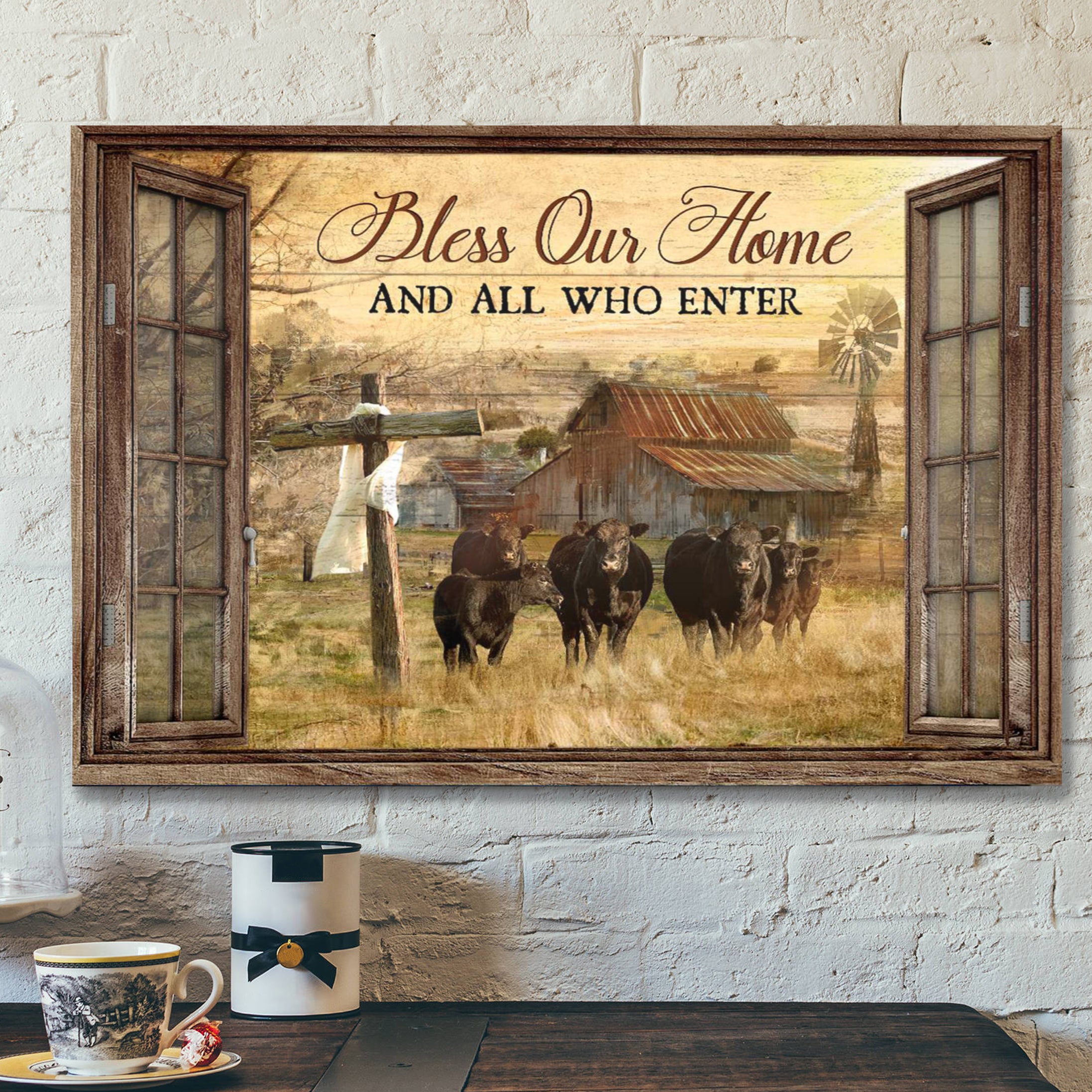 Window Barn And Tranquil Farm – Bless On Home Who Are Enter Canvas Wall Art – Bible Verse Canvas – Scripture Canvas Wall Art