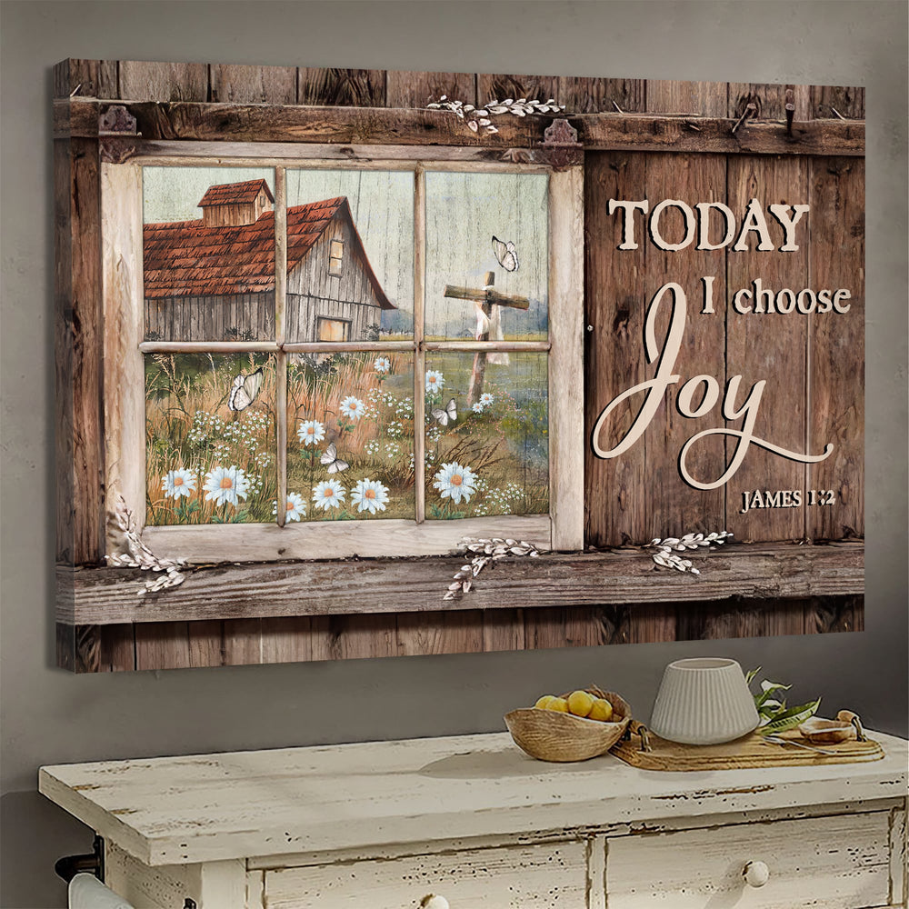 Window Painting Daisy Garden Today I Choose Joy Canvas Wall Art – Christian Poster – Religious Wall Decor