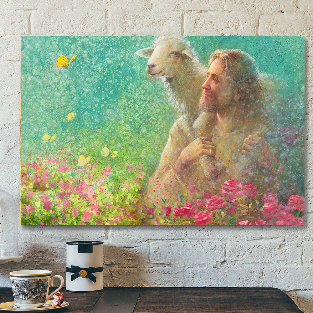 With The Lord – Jesus And Lamb – Jesus Canvas Poster – Jesus Wall Art – Gift For Christian