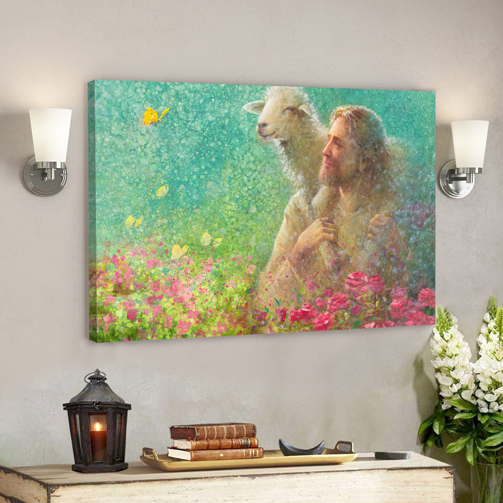 With The Lord – Jesus And Lamb – Jesus Canvas Poster – Jesus Wall Art – Gift For Christian