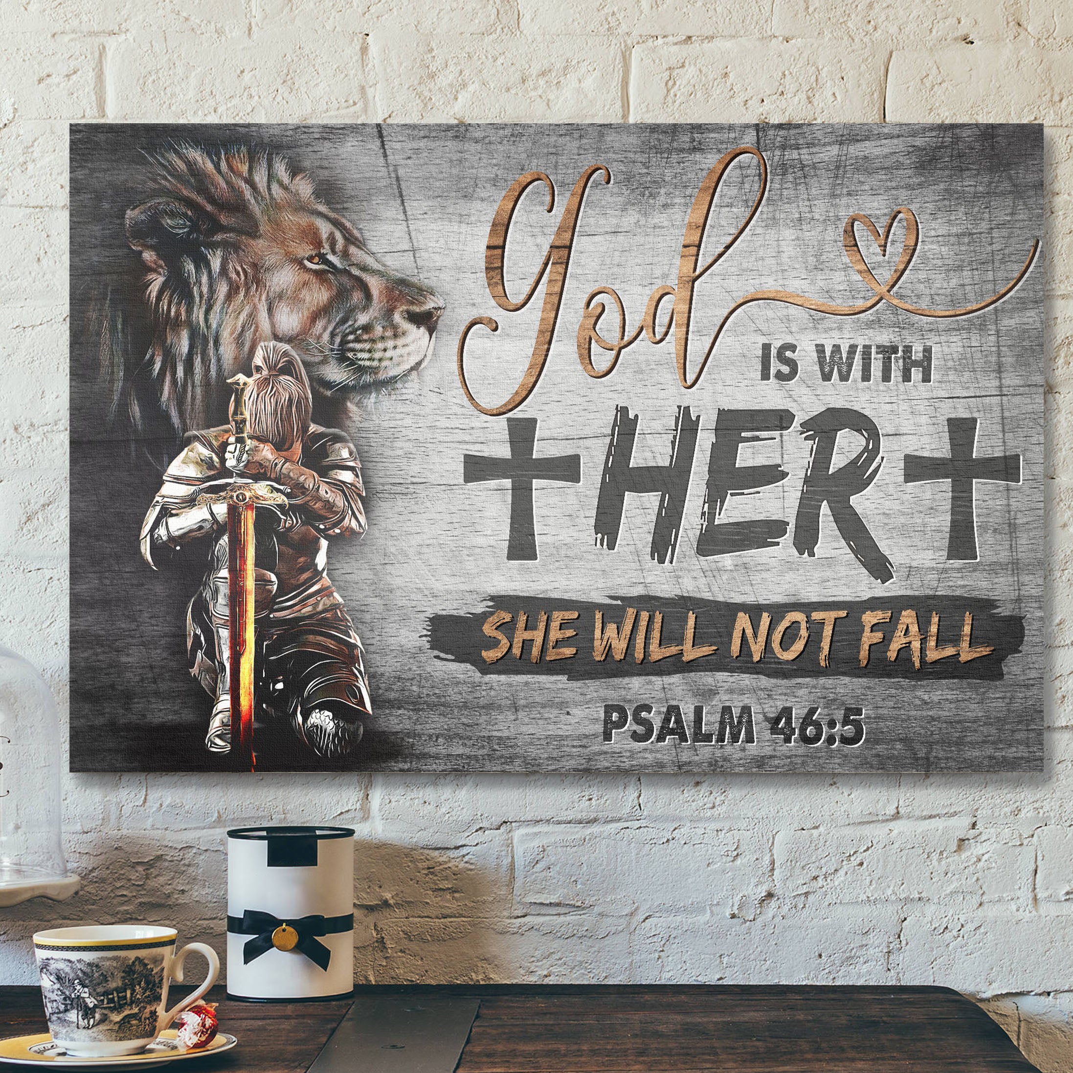 Woman Warrior – God Is With Her – Bible Verse Canvas – Scripture Canvas Wall Art