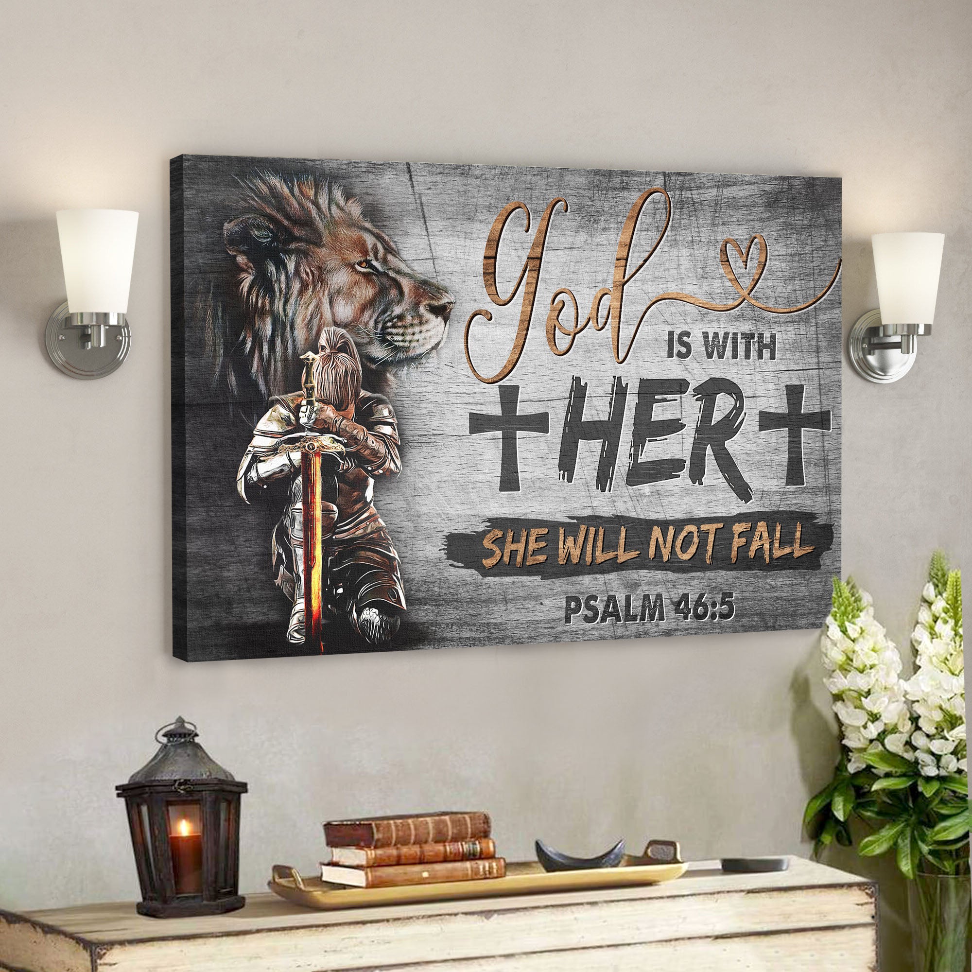 Woman Warrior – God Is With Her – Bible Verse Canvas – Scripture Canvas Wall Art