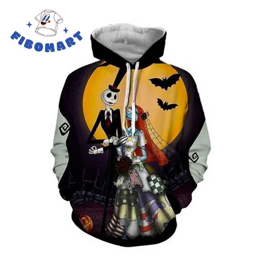 Jack Skellington And Sally In Wedding Suite Halloween 3D Shirt 1