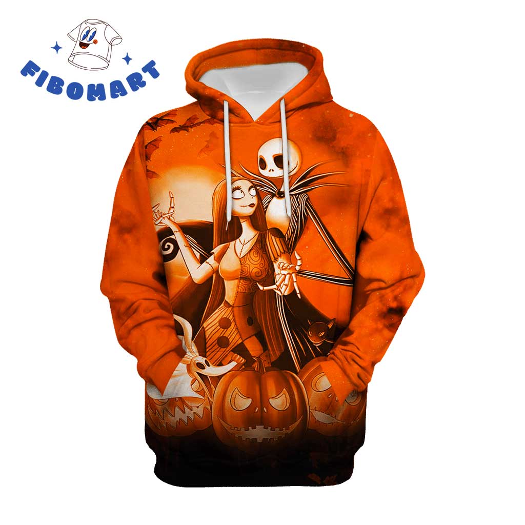 Jack Skellington And Sally Pumpkin Zero Halloween 3D Shirt 6
