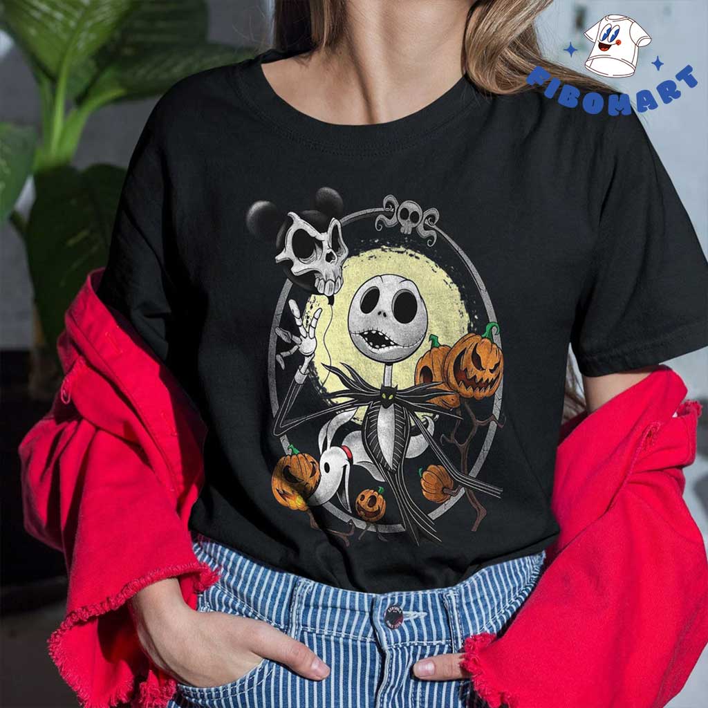 Jack Skellington and Zero With A Skull Mickey Ballon Halloween Shirt 1