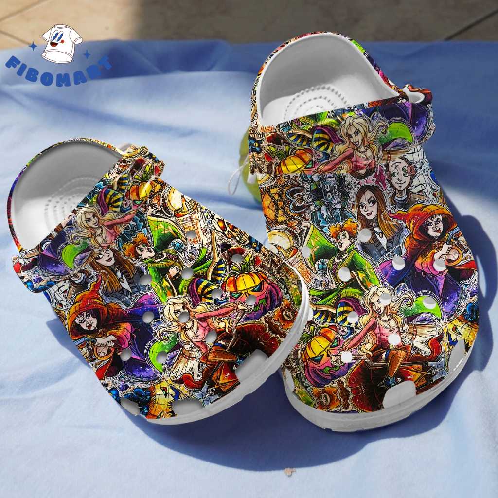 Colorful Hocus Pocus Sanderson Sisters Cartoon Halloween Crocs 1