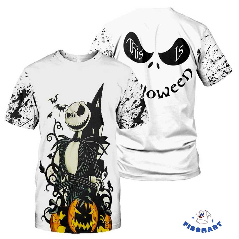 Creepy Jack Skeleton And Pumpkin Bat 3D Hoodie This Is Halloween 1