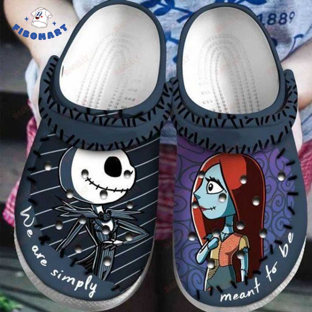 Top 18+ Nightmare Before Christmas Gifts For Jack And Sally Lover Shop Graphic Designed T-Shirt and Apparel Cute Jack and Sally Halloween Crocs We Are Simply Meant To Be Crocs 1