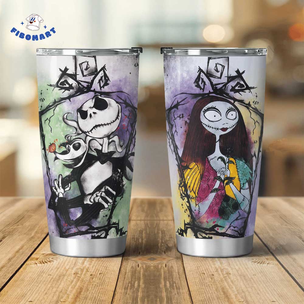 Funny Jack Sally And Zero Halloween Tumbler 1