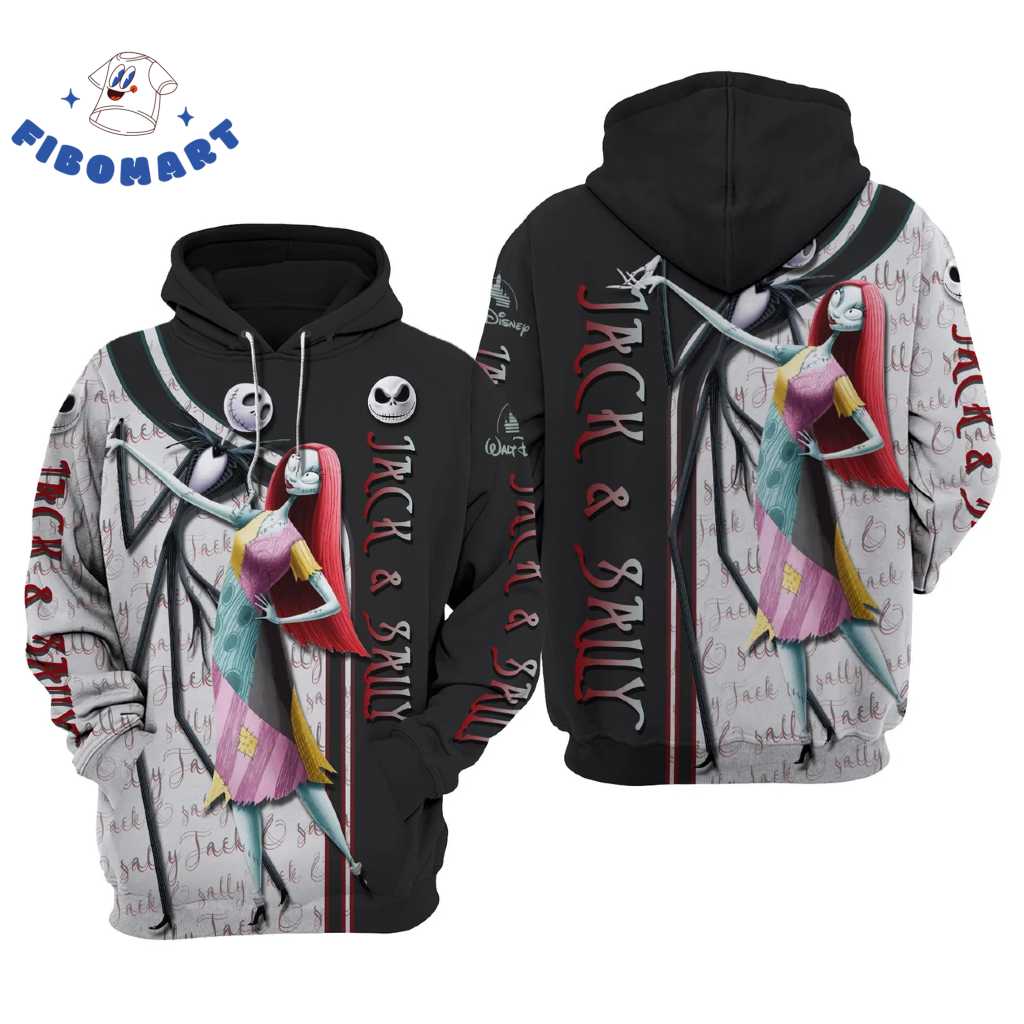 Top 18+ Nightmare Before Christmas Gifts For Jack And Sally Lover Shop Graphic Designed T-Shirt and Apparel Jack And Sally Dancing Nightmare Before Christmas Halloween 3D Shirt 1