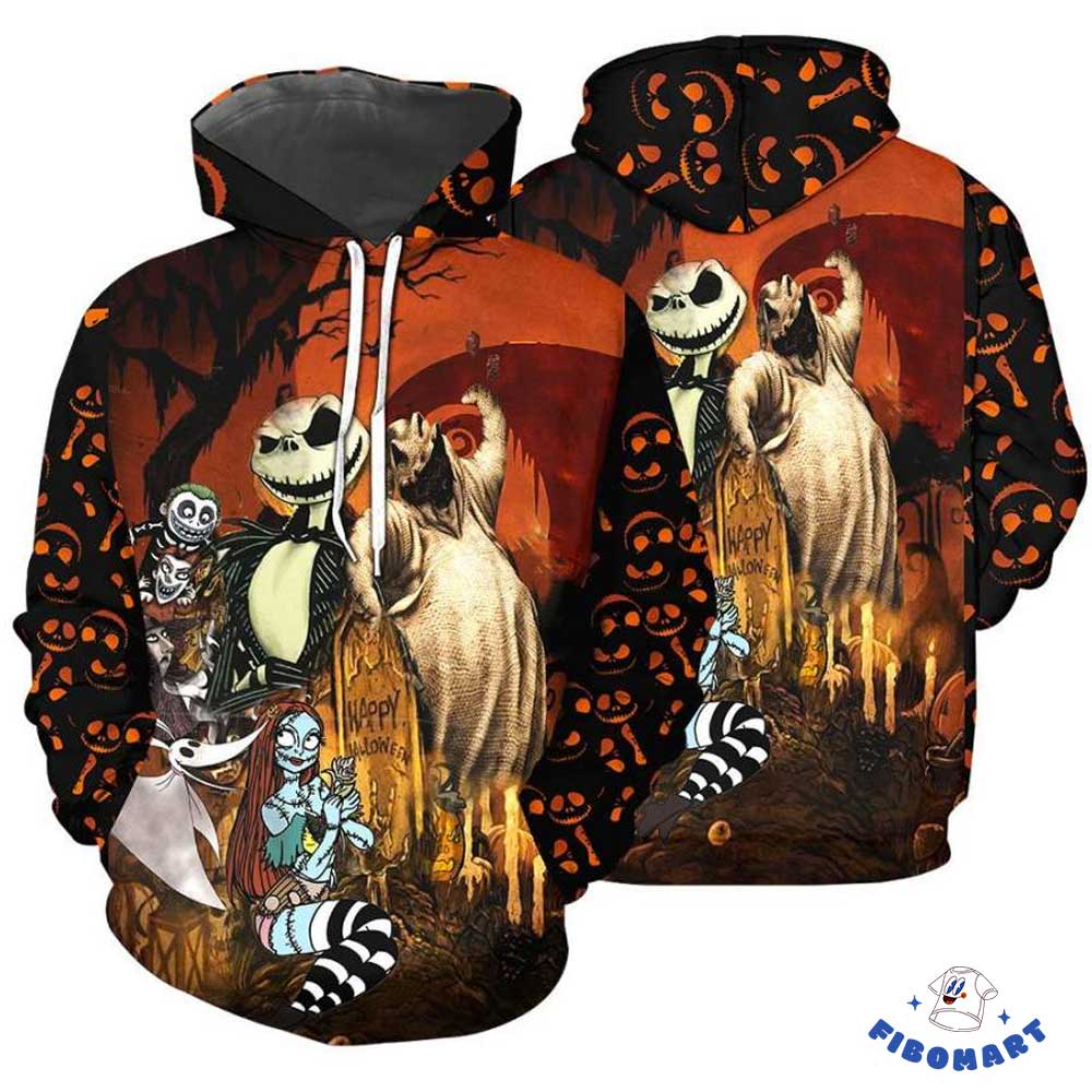 Jack And Sally Oogie Boogie Happy Halloween 3D Hoodie 1