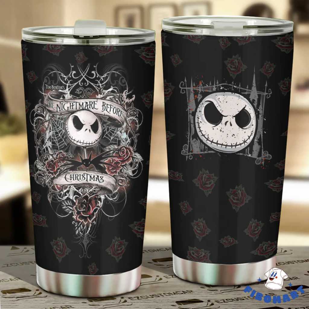 Jack Skeleton Roses Patterns The Nightmare Before Christmas Tumbler 1