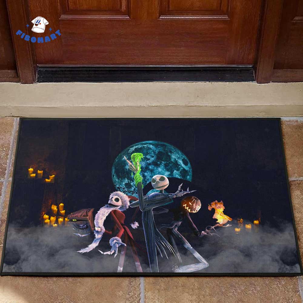 Jack Skeleton Santa Jack And Pumpkin Jack Skellington Halloween Doormat Nightmare Before Christmas Doormat 1