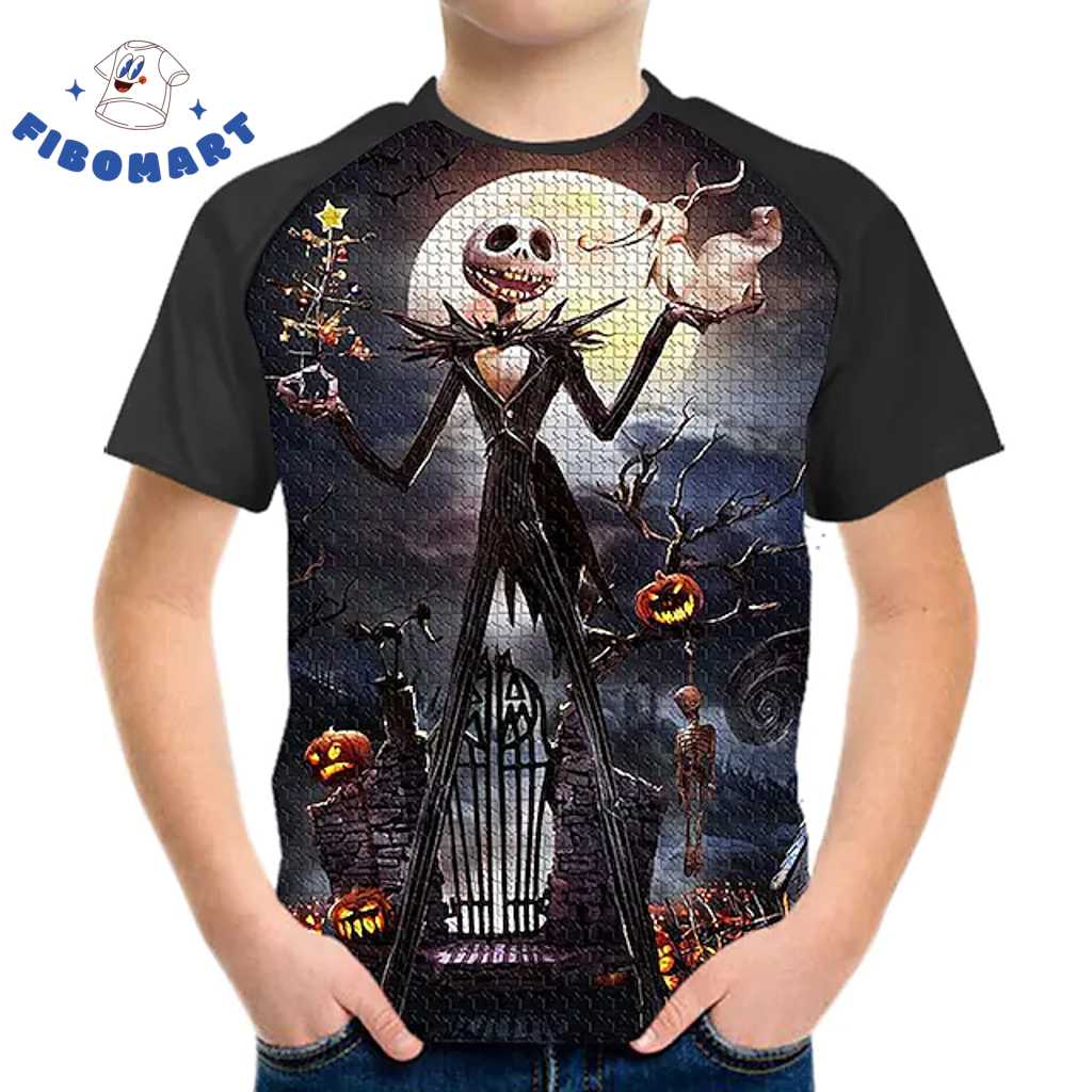 Jack Skellington And Zero Jigsaw Puzzle Halloween 3D Shirt 1