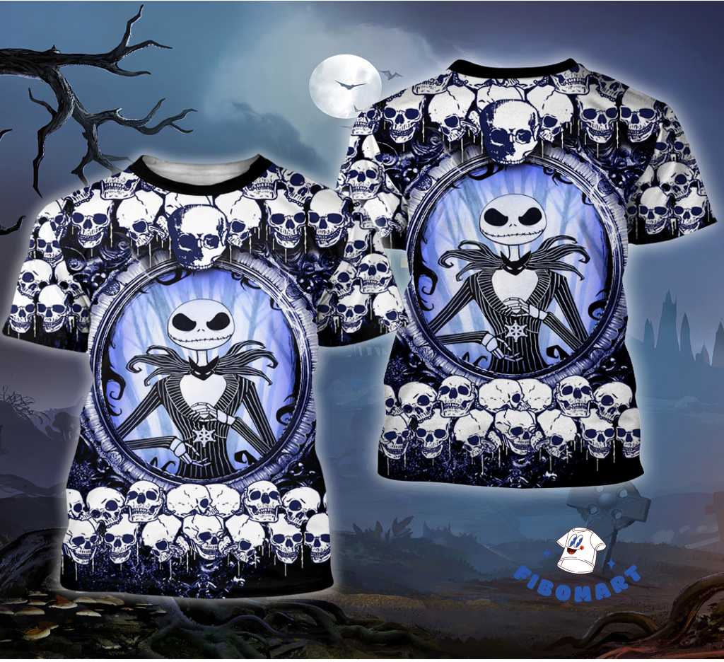 Jack Skellington Skull Pattern Halloween 3D Shirt 3