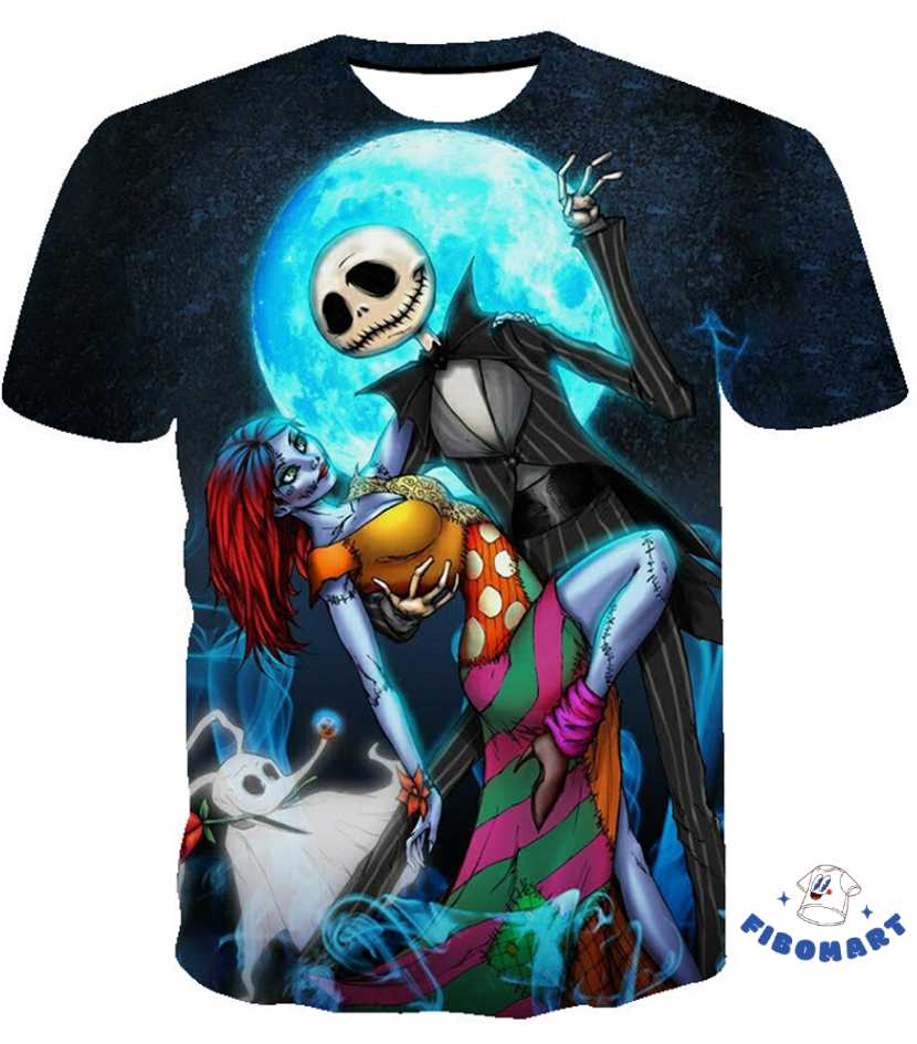 Jack and Sally Couples Romance Blue Moon 3D Shirt 1