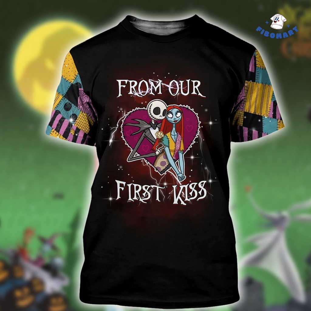 Jack and Sally From Our First Kiss Halloween 3D Shirt 1