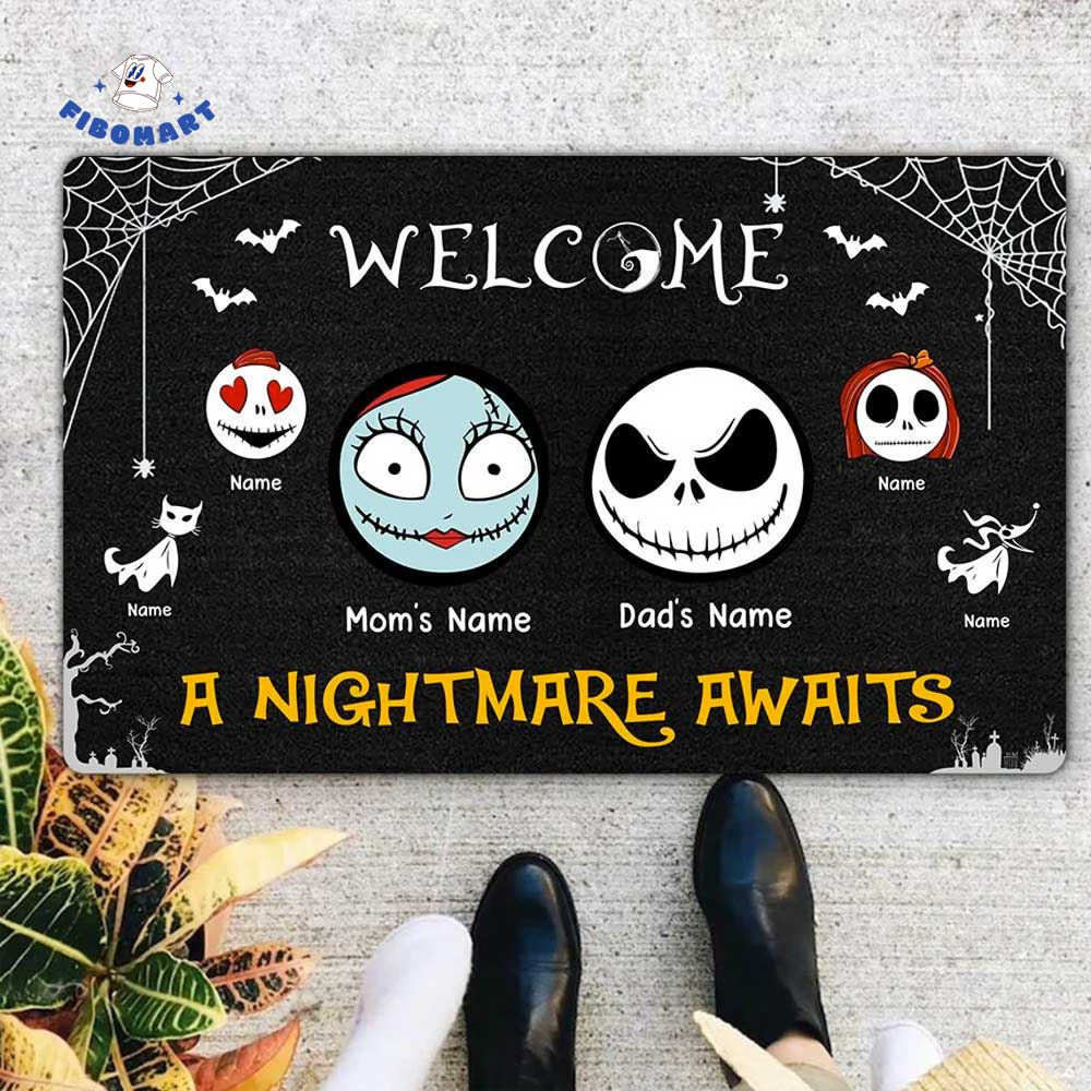 Personalized Jack And Sally Zero Their Kids Halloween Doormat Welcome At Nightmare Doormat 2