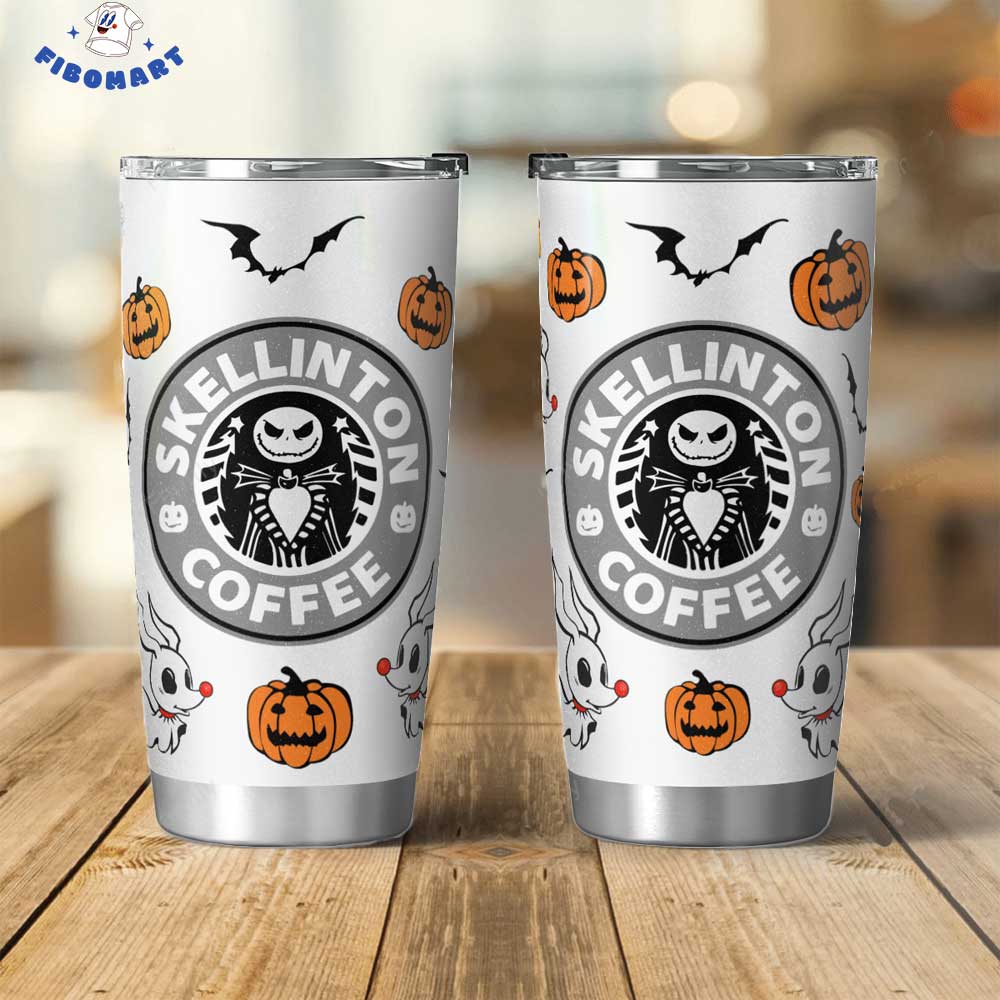 Skellington Starbuck Cute Zero and Pumpkin Halloween Tumbler 1