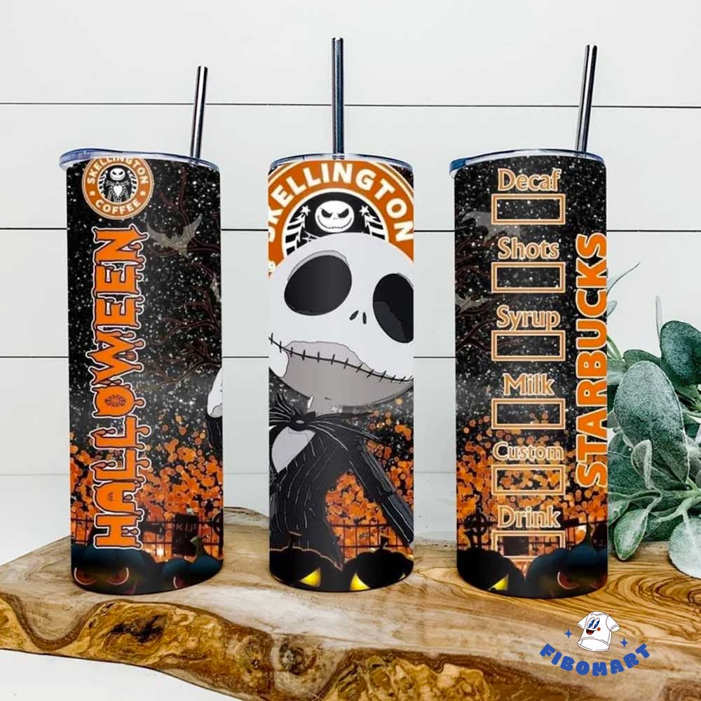 Starbucks Jack Skellington Halloween Skinny Tumbler
