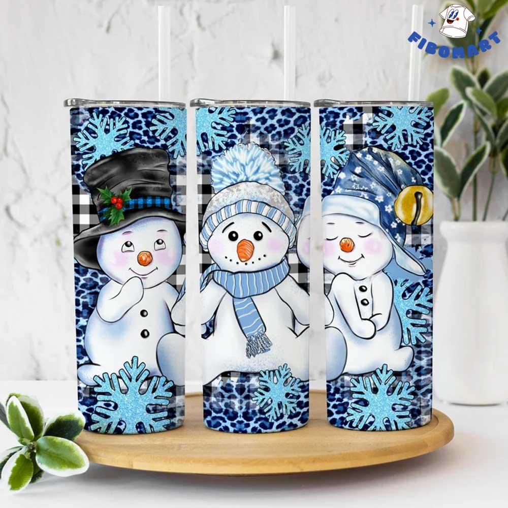 Baby Cute Snowman Snowflake Skinny Tumbler