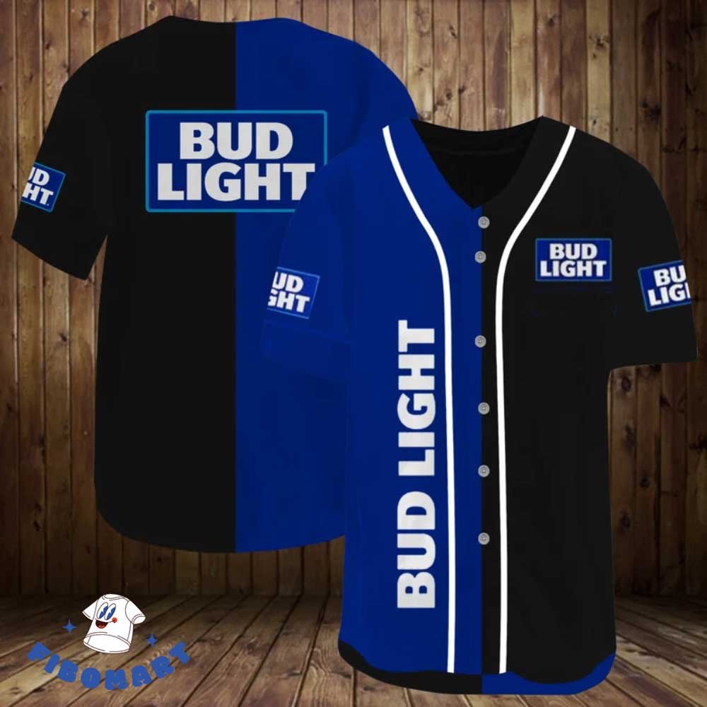 Black And Blue Bud Light Baseball Jersey