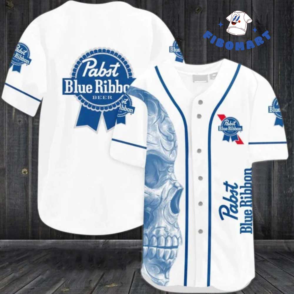 Blue Skull Pabst Blue Ribbon Baseball Jersey
