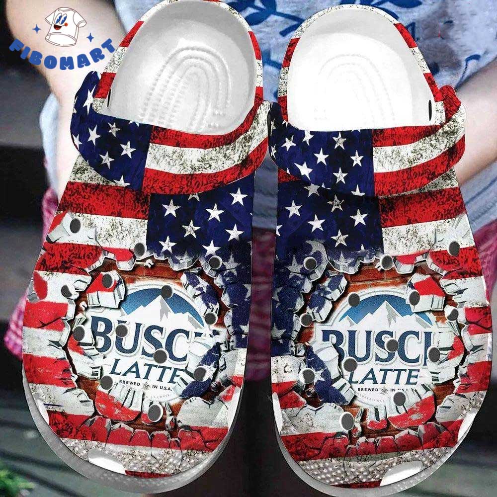 Busch Latte Logo Smash American Flag Crocs