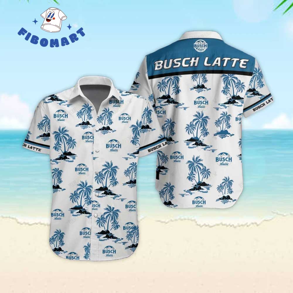 Busch Latte Tropical Palm Tree Hawaiian Shirt
